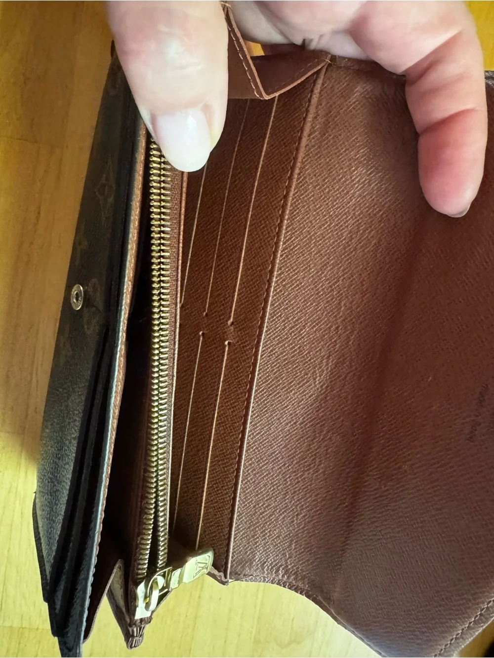 Pre-Loved Louis Vuitton Monogram Canvas Brown Envelope Wallet with Branded Snap